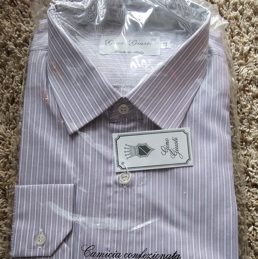Vintage! Gino Giusti mens dress shirt brand new size large 44 inch chest
